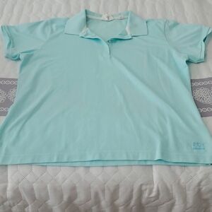 Women's collared Light blue shirt, 55% cotton, 45% polyester